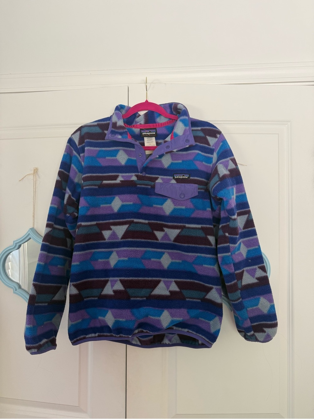 Patagonia Synchilla Women’s Geometric Snap-T Fleece Pullover - Blue & Purple